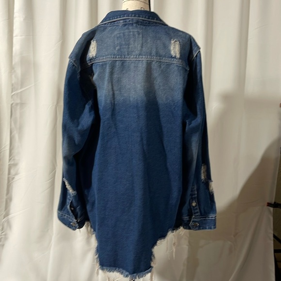 American Bazi long distressed jean jacket 2X - Picture 3 of 11